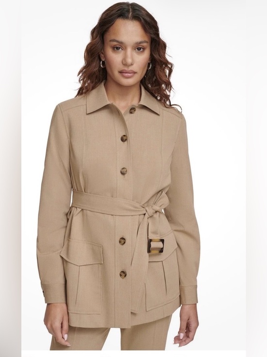 Calvin Klein Jackets & Blazers - Calvin Klein Tan Button up Belted Lined Jacket